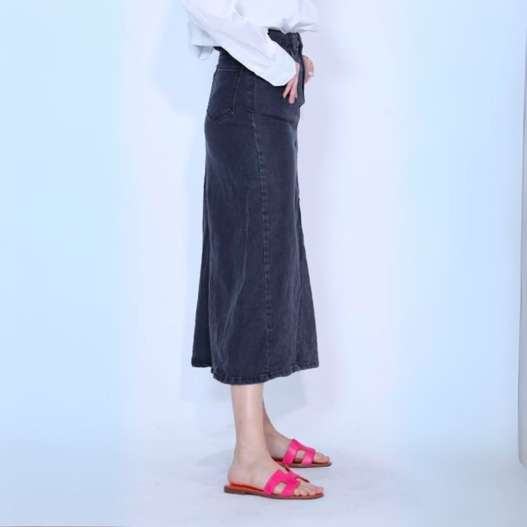 Two Toned Grey/LightGrey Panel A-line Skirt