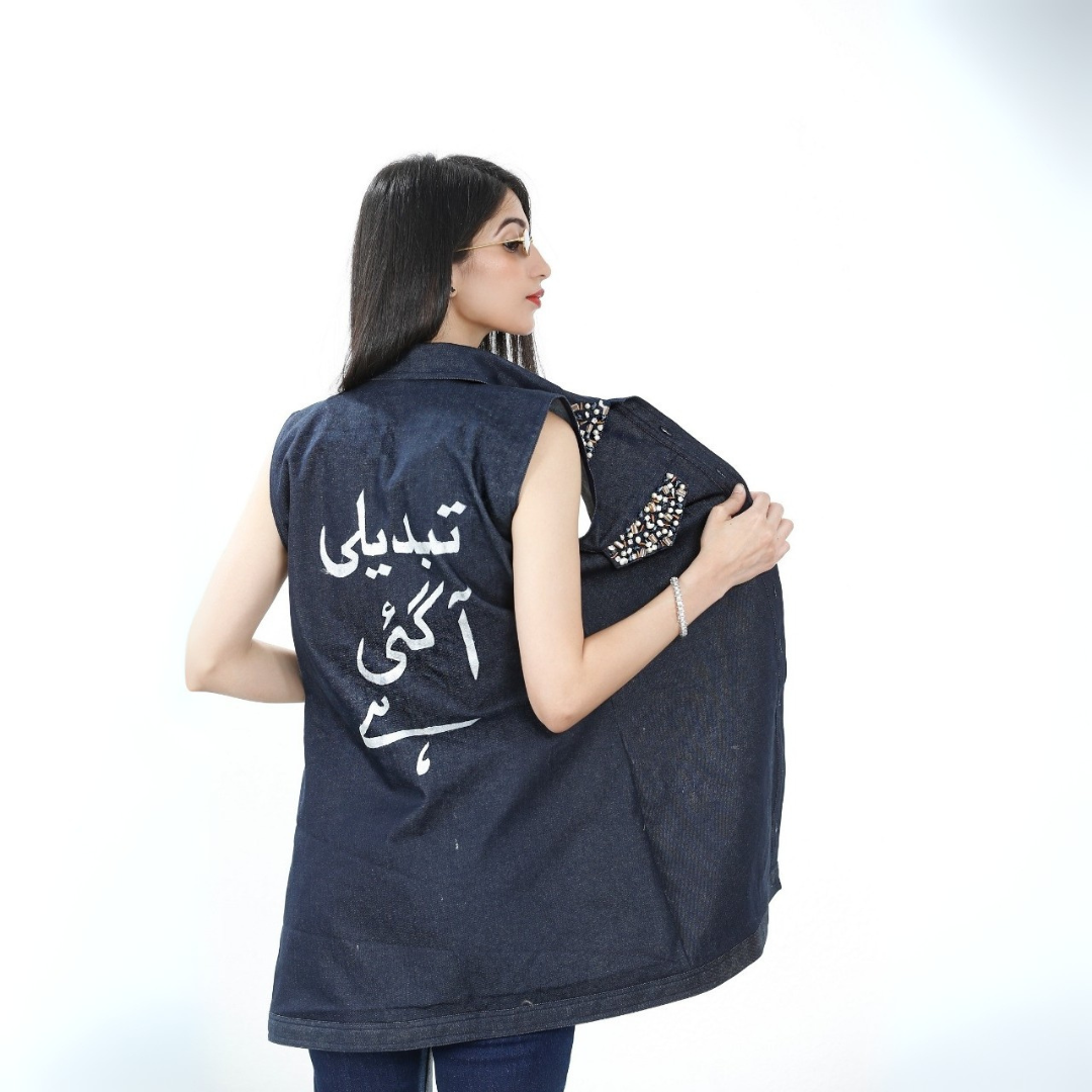 Custom Painted Tailor made Sleeveless Denim Jacket Vest