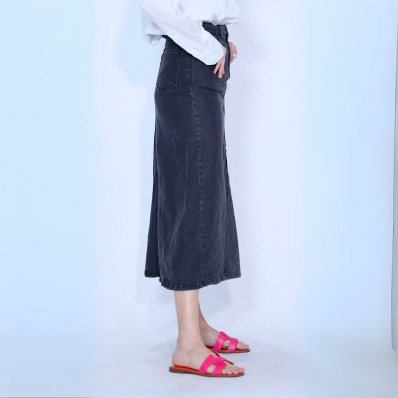 Two Toned Grey/LightGrey Panel A-line Skirt