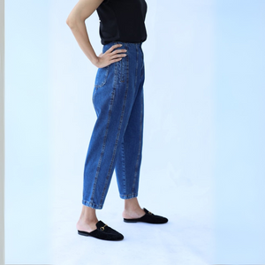 Pleated Barrel Panel Jeans