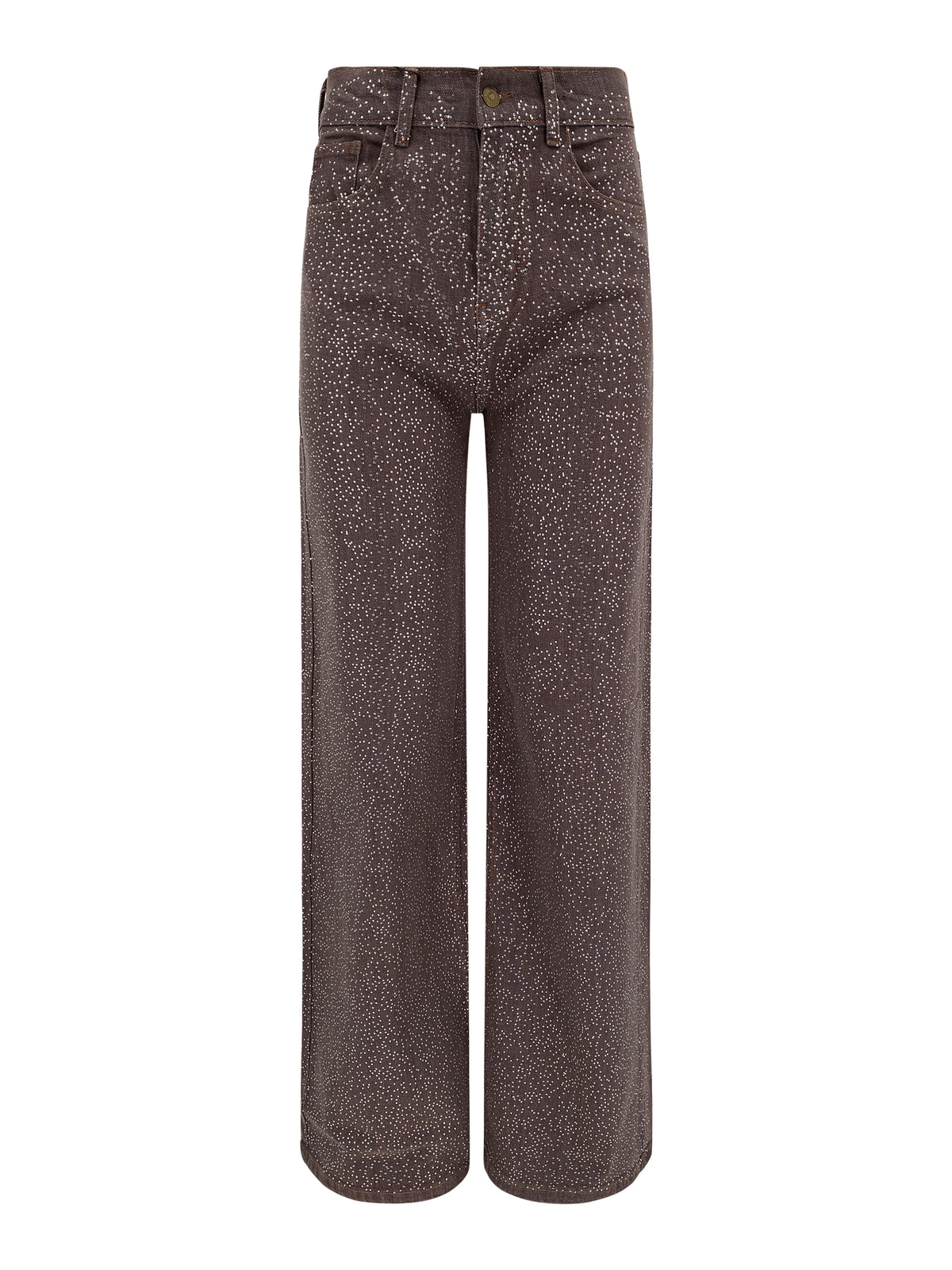 Smokey Brown Crystal Wide Leg Jeans