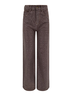 Smokey Brown Crystal Wide Leg Jeans